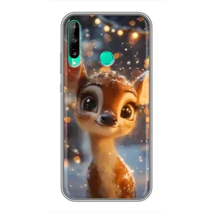 Яркий чехол для Huawei Y6p с Зимними Оленятами (Олененок среди гирлянд)