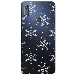 Зимние Чехлы для Хуавей Y6с - прозрачный фон (Белые снежинки)
