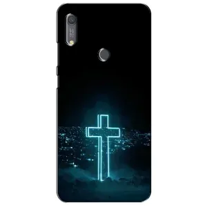 Чехол для Huawei Y6s (AlphaPrint) - (Христианские) (Крест и город)