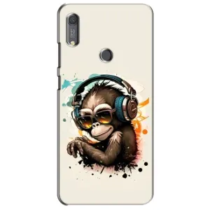 Чехол с Обезьянами Huawei Y6s - (AlphaPrint) (Макака в наушниках)