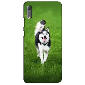 Чехол с Хаски для Huawei Y6s - (AlphaPrint) (Радостный Хаски)