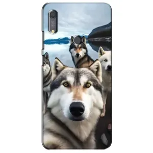 Чехол с Хаски для Huawei Y6s - (AlphaPrint) (Селфи ХАски)