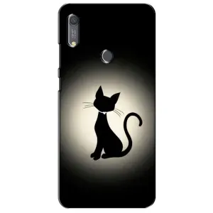 Чехол с принтом для Huawei Y6s (AlphaPrint) Модные коты (Силуэт котика)