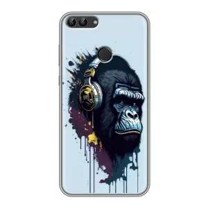 Чехол с Обезьянами Huawei Y7 Prime 2018 - (AlphaPrint) (Горилла в наушниках)