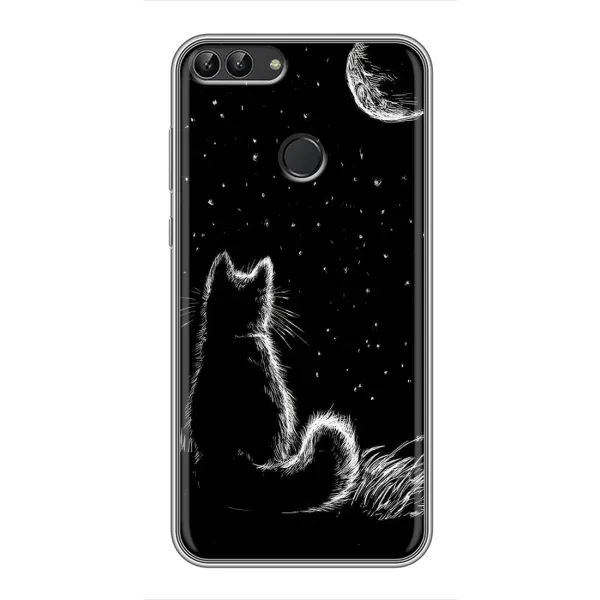 Чехол с принтом «Котик и луна» для Huawei Y7 Prime 2018