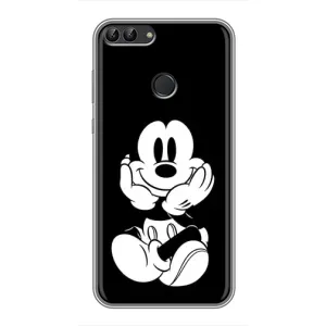 Эксклюзивный чехол для Huawei Y7 Prime 2018 (AlphaPrint - Мультяшные) (Микки на черном)