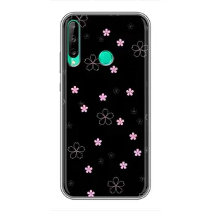 Чохол з розовим принтом для Huawei Y7p (2020) (Рожеві квіти на чорному)