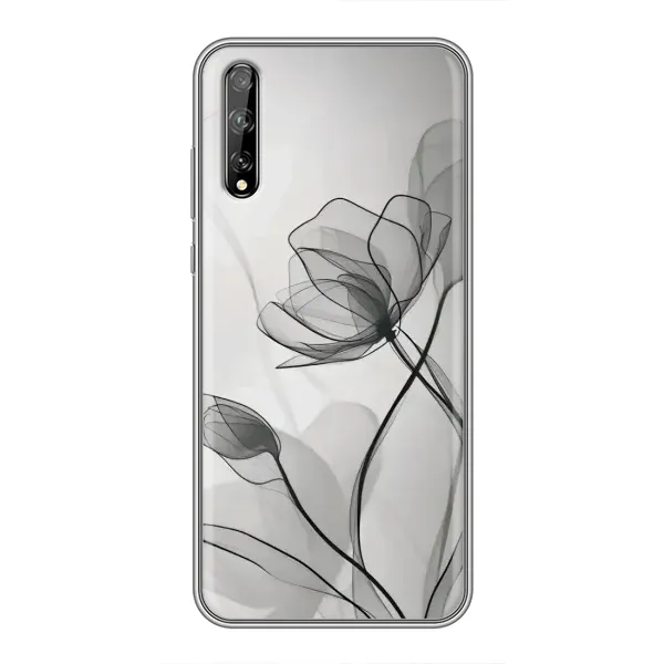 Чехол с принтом «Черные цветы» для Huawei P Smart S / Y8p (2020)