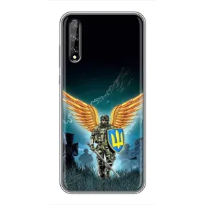 Чехлы с картинкой ЗСУ для Huawei P Smart S / Y8p (2020) (AlphaPrint) (Солдат ЗСУ)