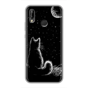 Чохол з принтом для Huawei Y9 2019 / Enjoy 9 Plus (AlphaPrint) Модні коти (Котик і місяць)