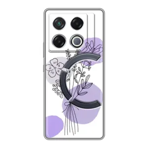 Силконовий чохол з принтом в квітах на Infinix GT 20 Pro (Букет фіолетова абстракція)