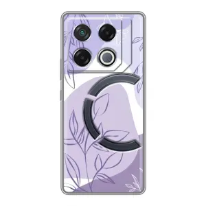 Силконовий чохол з принтом в квітах на Infinix GT 20 Pro (Фіолетове листя абстракція)