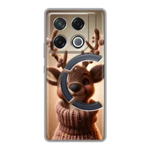 Яскравий чохол для Infinix GT 20 Pro з Зимові Оленята (Олень в светрі)