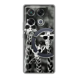 Силіконовий чохол з КАРТИНКАМИ літо для Infinix GT 20 Pro (AlphaPrint) (Жирафи в окулярах)