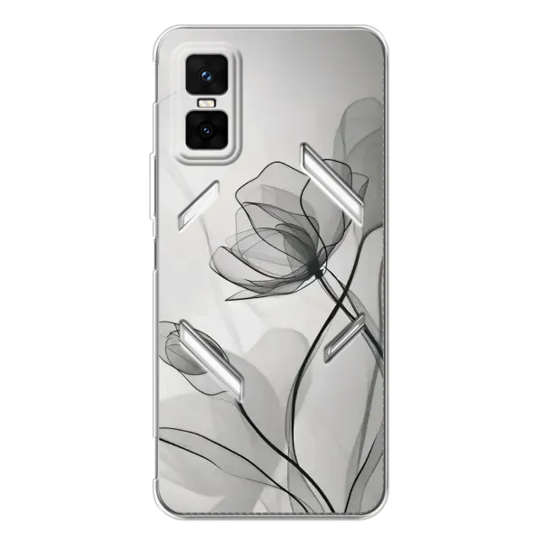 Чехол с принтом «Черные цветы» для Infinix GT 30 Pro Чехол с принтом «Черные цветы» для Infinix GT 30 Pro