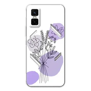 Силконовий чохол з принтом в квітах на Infinix GT 30 Pro (Букет фіолетова абстракція)
