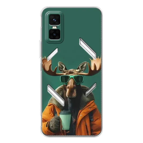 Чохол з принтом «Лось з кавою» для Infinix GT 30 Pro