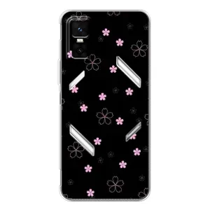 Чохол з розовим принтом для Infinix GT 30 Pro (Рожеві квіти на чорному)