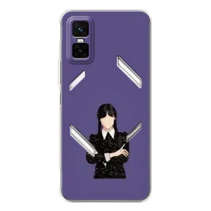 Чохли Венсдей на Infinix GT 30 Pro Уенсдей (AlphaPrint) (Венздей у чорному)