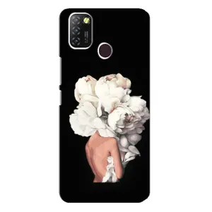Чехлы (ART) Цветы на Infinix Hot 10 Lite (VPrint) (Белые цветы)