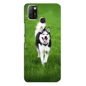 Чехол с Хаски для Infinix Hot 10 Lite - (AlphaPrint) (Радостный Хаски)
