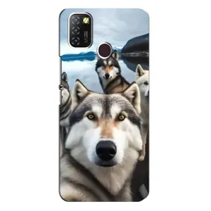 Чехол с Хаски для Infinix Hot 10 Lite - (AlphaPrint) (Селфи ХАски)