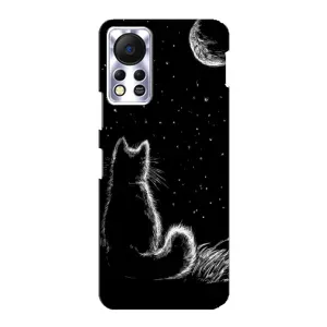 Чохол з принтом для Infinix Hot 11s (AlphaPrint) Модні коти (Котик і місяць)