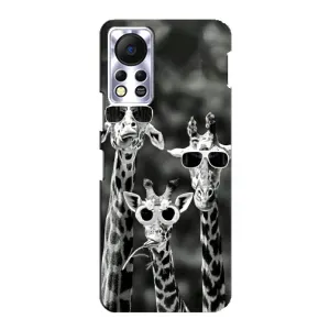 Силиконовый чехол с КАРТИНКАМИ лето для Infinix Hot 11s (AlphaPrint) (Жирафы в очках)