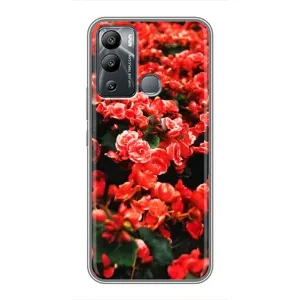 Чехлы с Цветами для Infinix Hot 12 Play (VPrint) (Цветы красные)