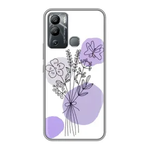 Силиконовый чехол с принтом в цветах на Infinix Hot 12 Play (Букет фиолетовая абстракция)