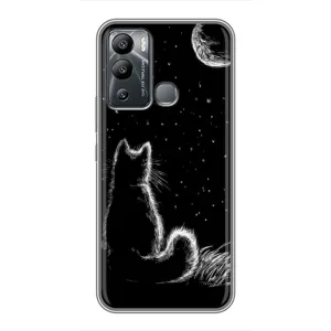 Чехол с принтом для Infinix Hot 12 Play (AlphaPrint) Модные коты (Котик и луна)