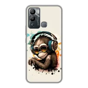 Чехол с Обезьянами Infinix Hot 12 Play - (AlphaPrint) (Макака в наушниках)