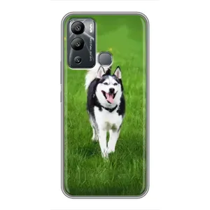 Чехол с Хаски для Infinix Hot 12 Play - (AlphaPrint) (Радостный Хаски)