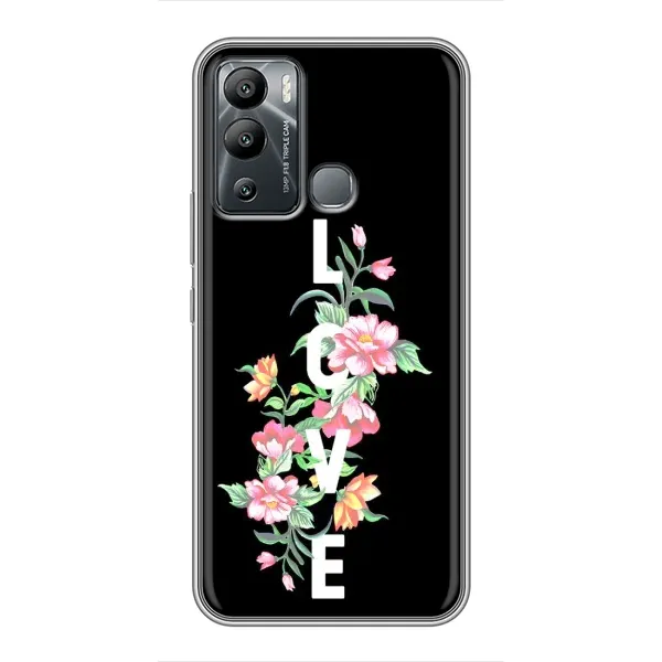 Чехол с принтом «Цветы LOVE» для Infinix Hot 12i