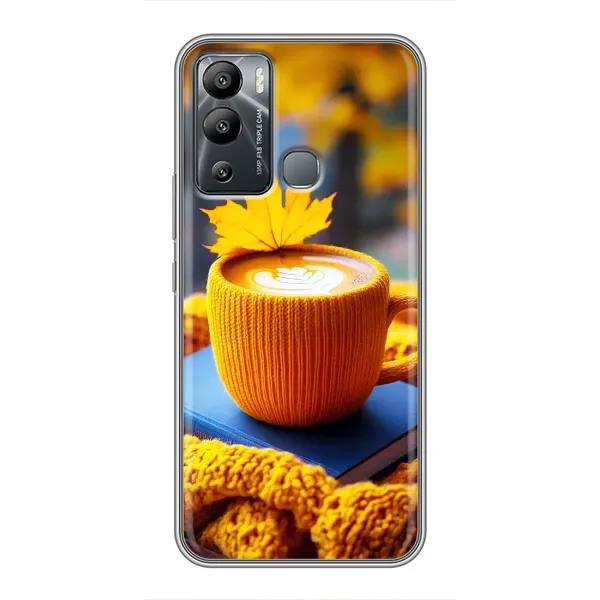 Чехол с принтом «Кофе на желтом пледе» для Infinix Hot 12i