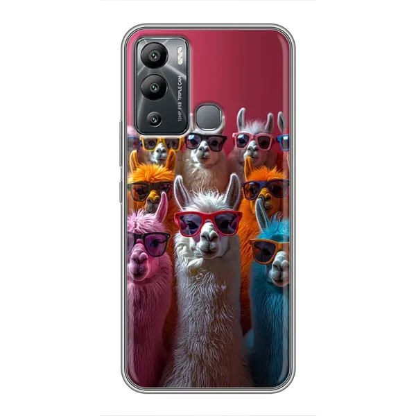 Чехол с принтом «Ламы в очках» для Infinix Hot 12i
