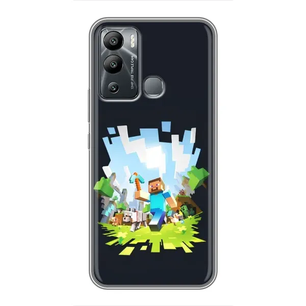 Чехол с принтом «персонажи Minecraft» для Infinix Hot 12i