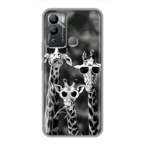 Силіконовий чохол з КАРТИНКАМИ літо для Infinix Hot 12i (AlphaPrint) (Жирафи в окулярах)