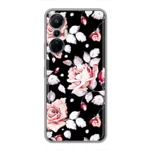 Чехлы с Цветами для Infinix Hot 20 (4G) (VPrint) (Цветочки на черном)