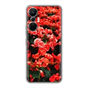 Чехлы с Цветами для Infinix Hot 20 (4G) (VPrint) (Цветы красные)