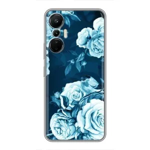 Чехлы (ART) Цветы на Infinix Hot 20 (4G) (VPrint) (Голубые Бутоны)