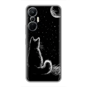 Чехол с принтом для Infinix Hot 20 (4G) (AlphaPrint) Модные коты (Котик и луна)