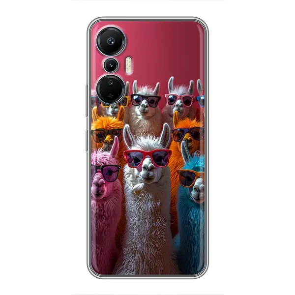 Чехол с принтом «Ламы в очках» для Infinix Hot 20 (4G)