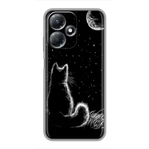 Чохол з принтом для Infinix Hot 30 Play (AlphaPrint) Модні коти (Котик і місяць)