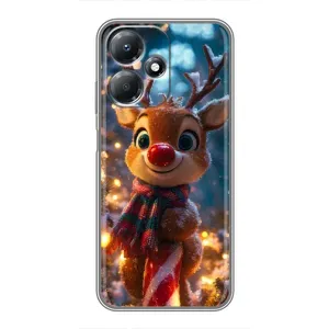 Яскравий чохол для Infinix Hot 30 Play з Зимові Оленята (Олень з шарфом)