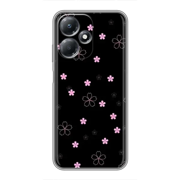 Чехол с принтом «Розовые цветы на черном» для Infinix Hot 30 Play