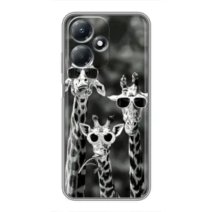 Силіконовий чохол з КАРТИНКАМИ літо для Infinix Hot 30 Play (AlphaPrint) (Жирафи в окулярах)