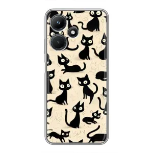 Чехол с рисунком кот на Infinix Hot 30i (Черные коты)