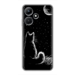 Чохол з принтом для Infinix Hot 30i (AlphaPrint) Модні коти (Котик і місяць)