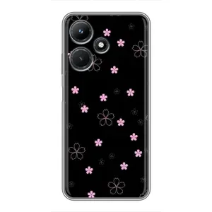 Чохол з розовим принтом для Infinix Hot 30i (Рожеві квіти на чорному)
